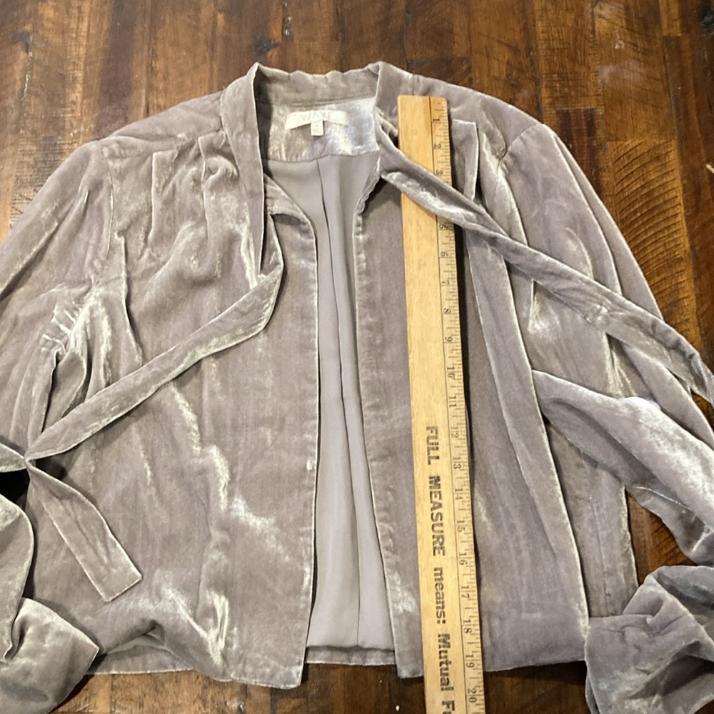 Wayf grey velvet tie front cropped jacket M - Picture 7 of 11